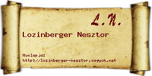 Lozinberger Nesztor névjegykártya